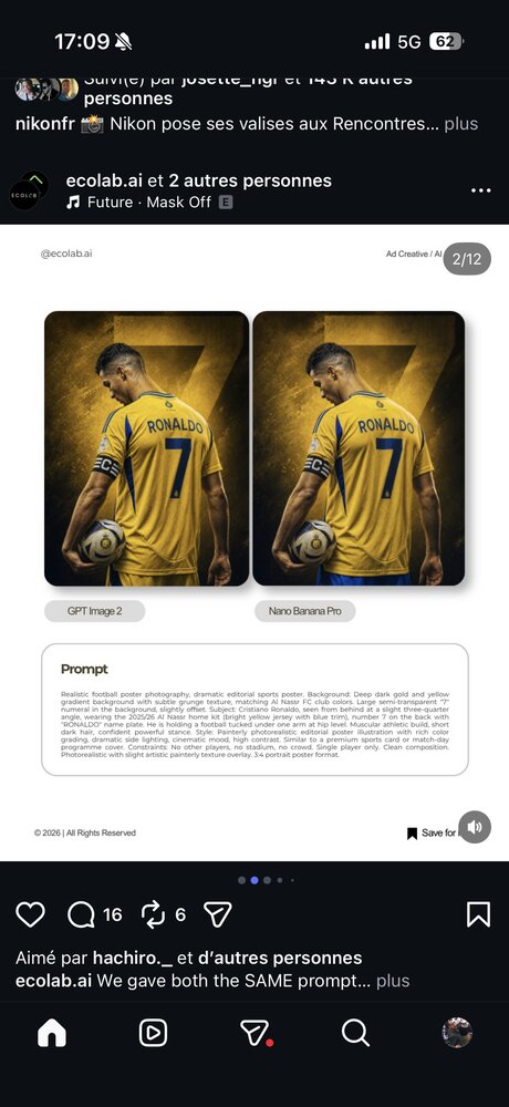 Comparatif GPT Image 2 vs Nano Banana Pro — poster Ronaldo