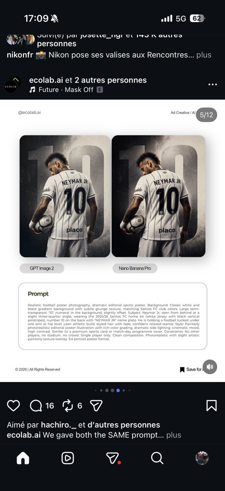 Comparatif GPT Image 2 vs Nano Banana Pro — poster Neymar