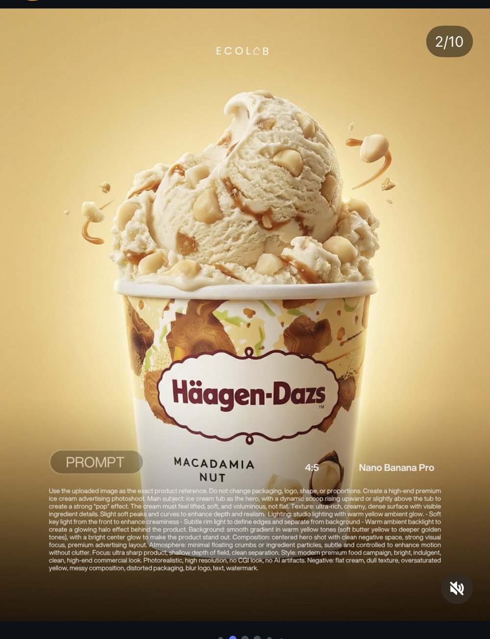 Prompt photo produit — Häagen-Dazs Macadamia Nut (Nano Banana Pro)