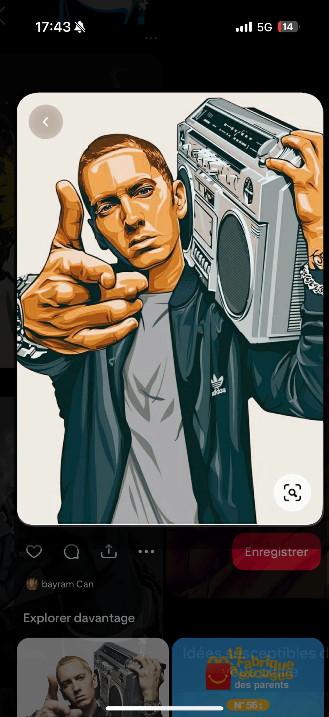 Eminem — illustration vectorielle avec radio-cassette (boombox)