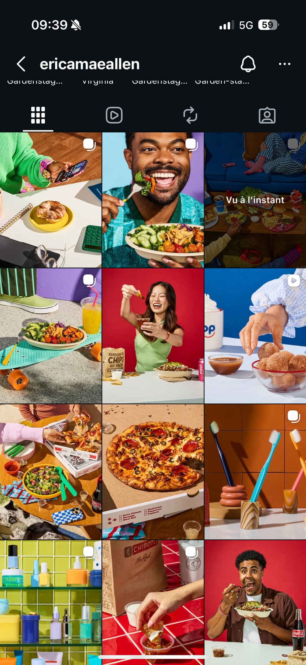 Portfolio lifestyle food femme souriante pizza frites