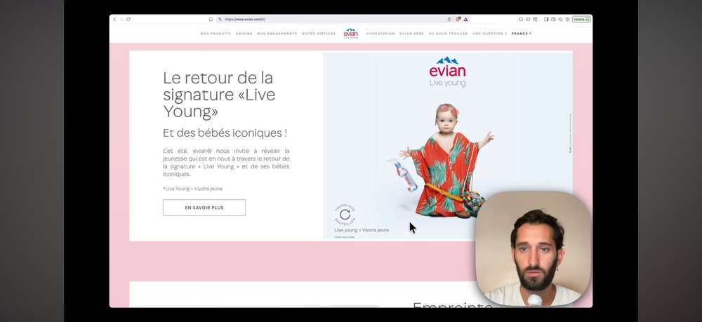 Evian Live Young bebes iconiques campagne ete