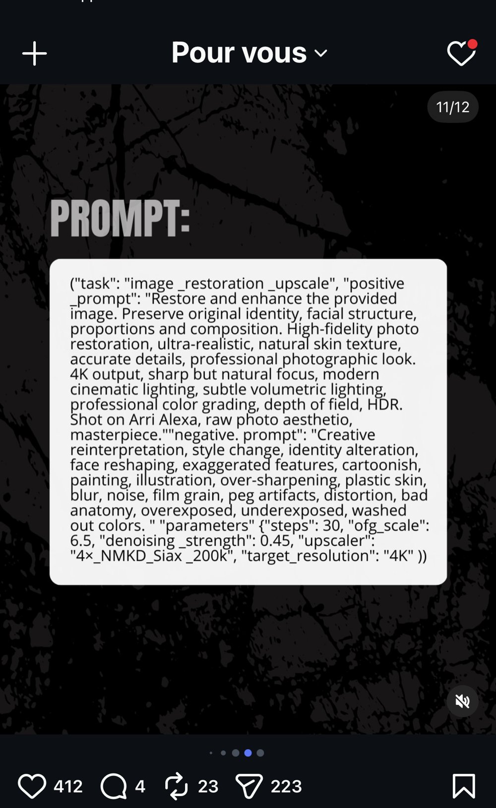 Prompt JSON restauration upscale image faham.ai