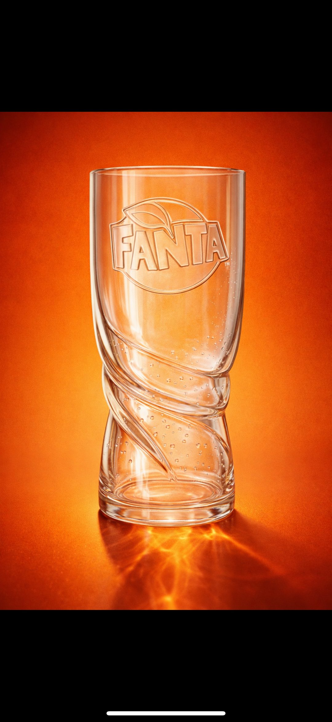 Fanta verre grave design vaguelette orange
