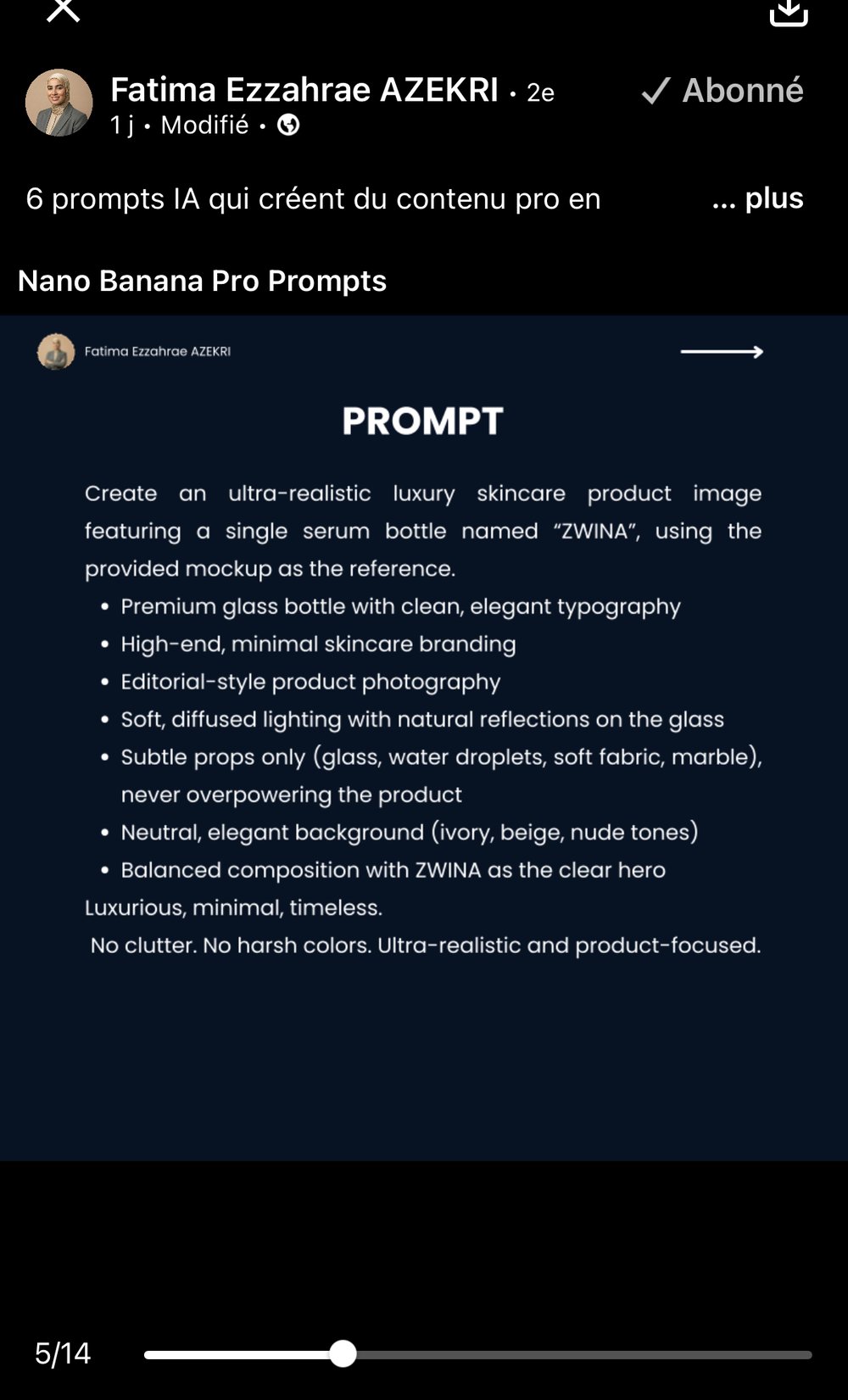 Nano Banana Pro Prompts — landing page beauté, ZWINA skincare, traduction affiche, collage mode, déco intérieure 2