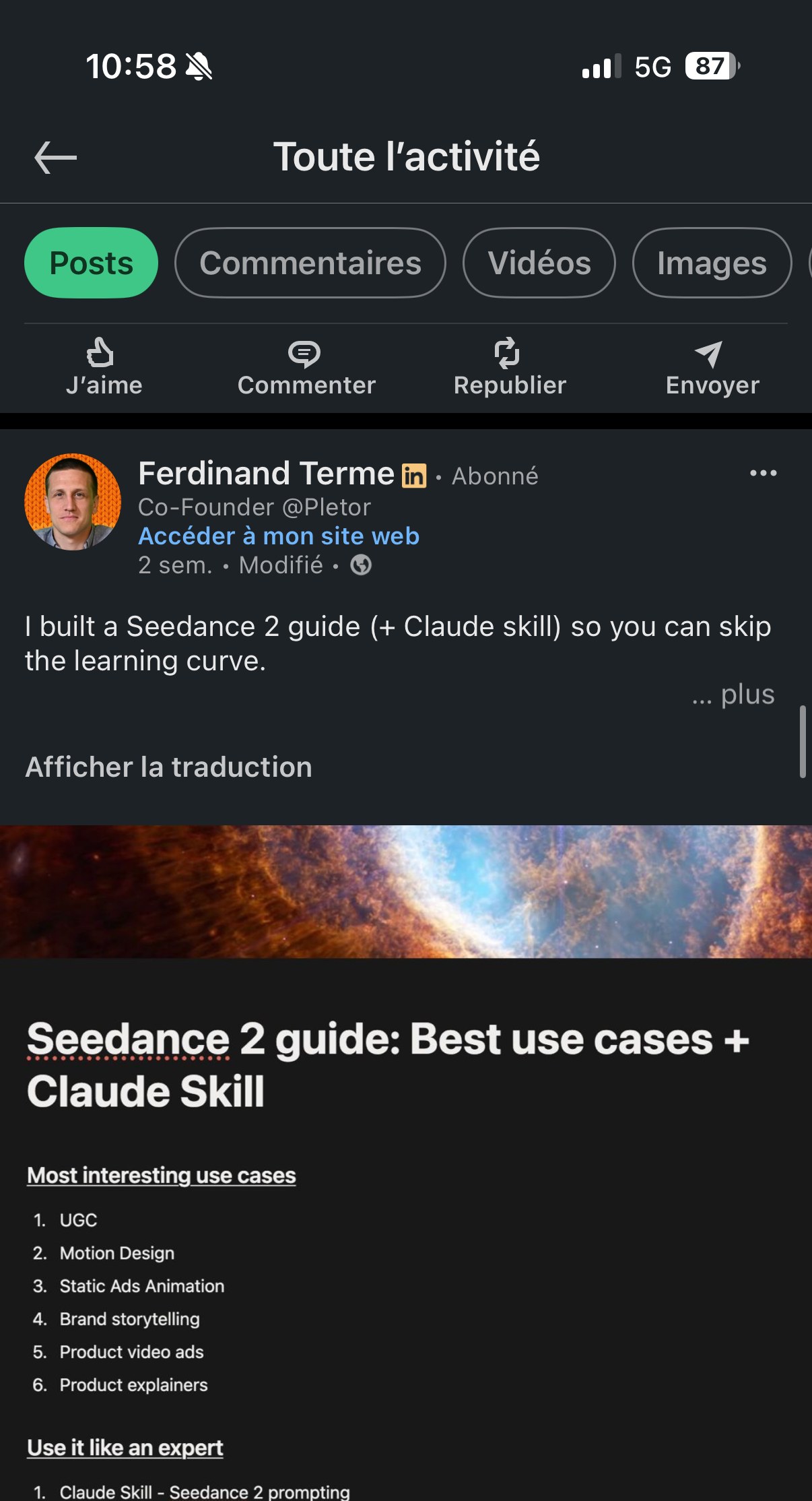 « Seedance 2 guide: Best use cases + Claude Skill » — UGC, Motion Design, Static Ads Animation, Brand storytelling, Product video ads, Product explainers