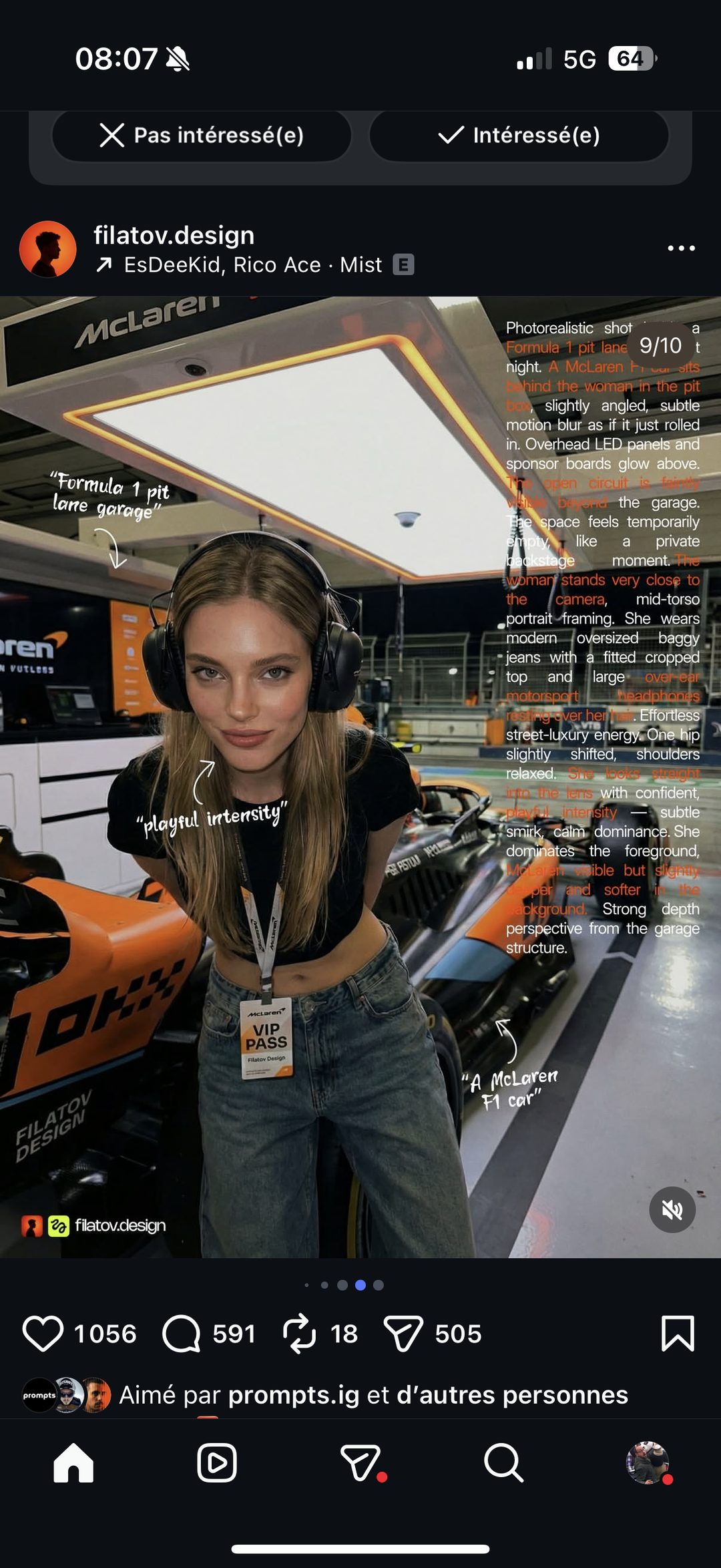 Prompt garage F1 McLaren VIP pass mannequin