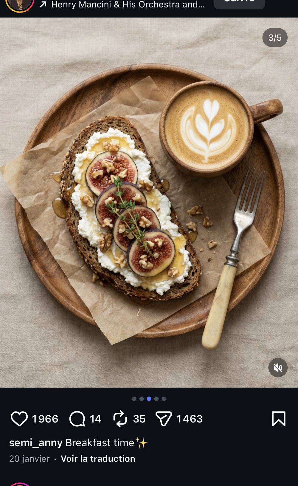 Food styling — tartine figues et latte art