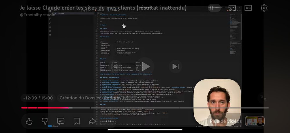 CLAUDE md scroll driven video site methode