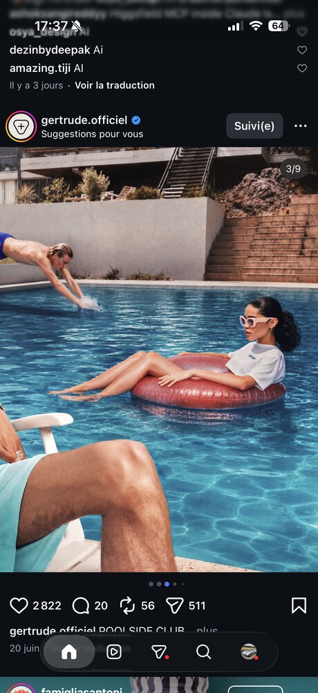 Plan large piscine, plongeon et bouée