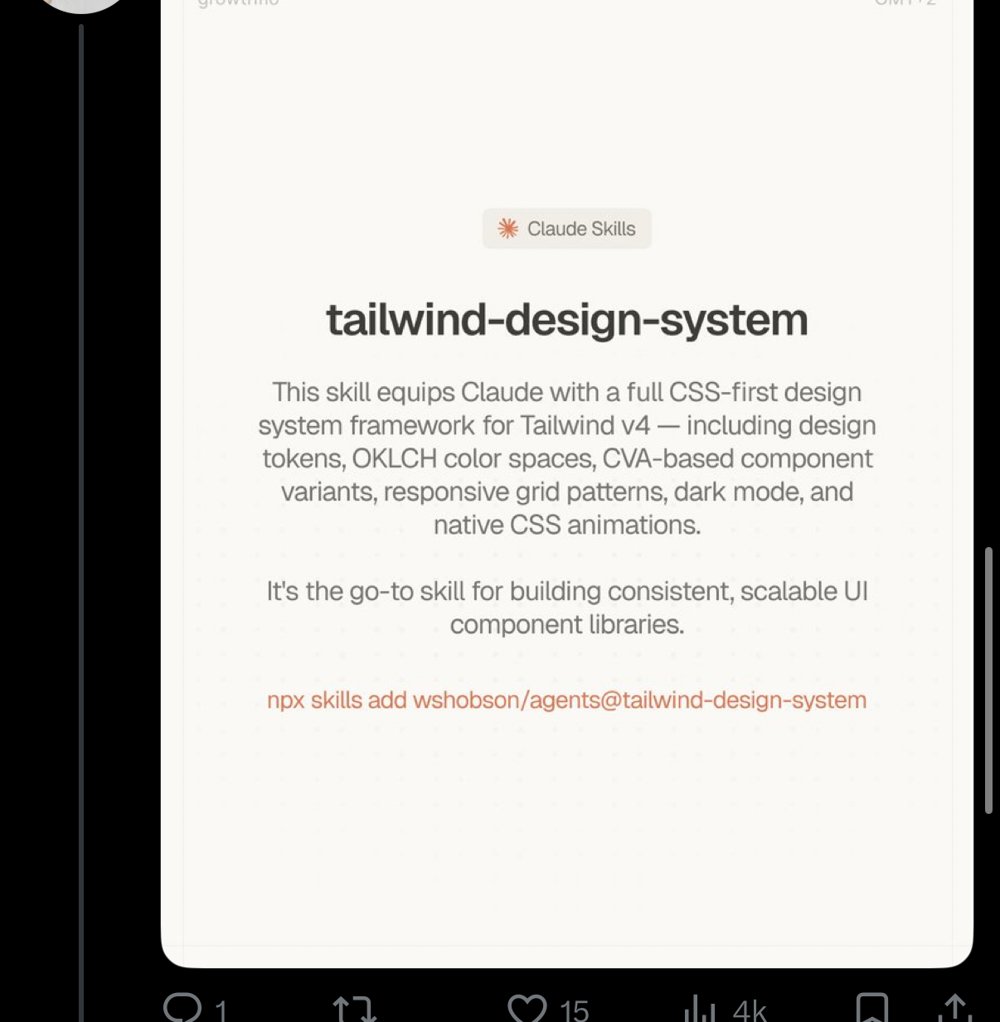 Skill Claude « tailwind-design-system » (wshobson/agents)