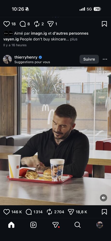 Thierry Henry, mise en scène lifestyle McDonald's