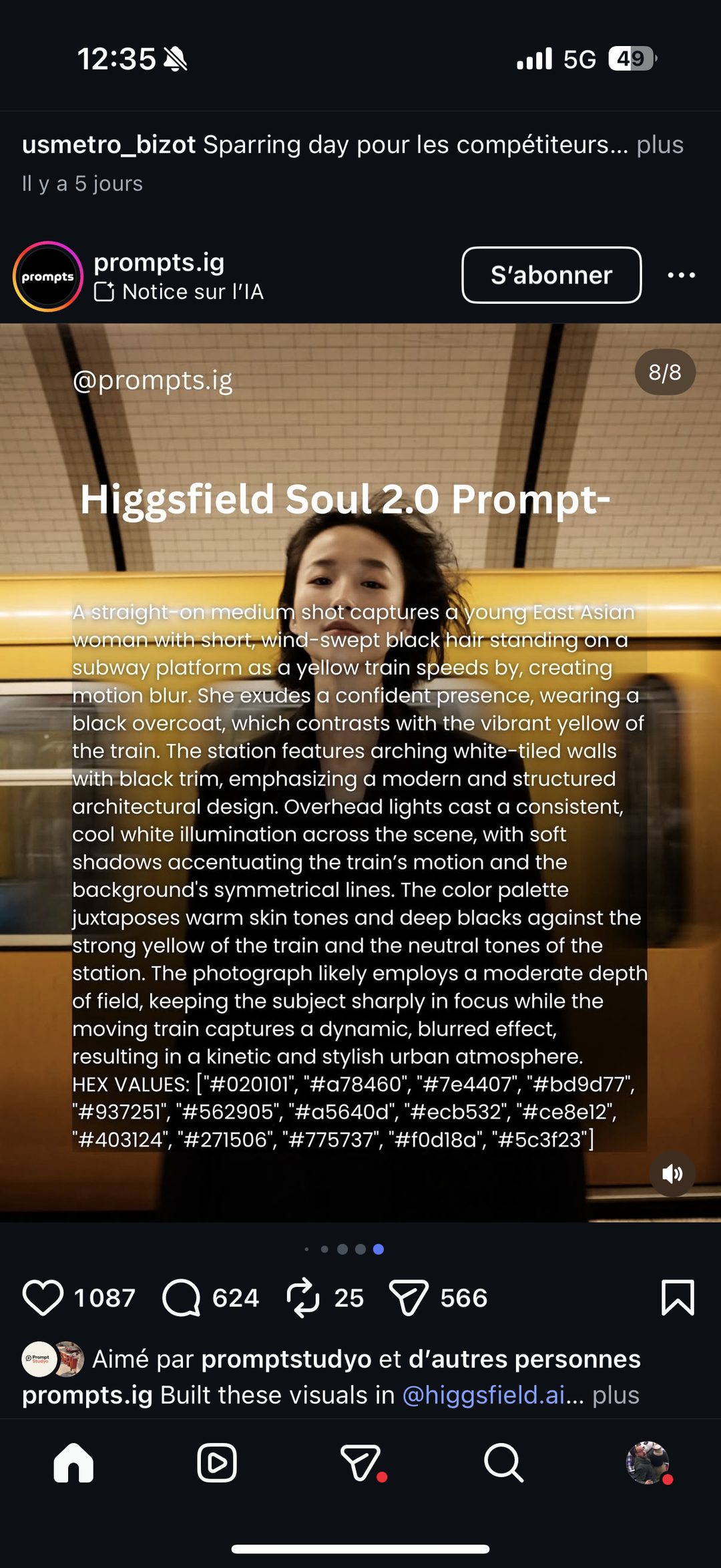 Higgsfield Soul 2.0 — prompt IA complet pour scène de métro