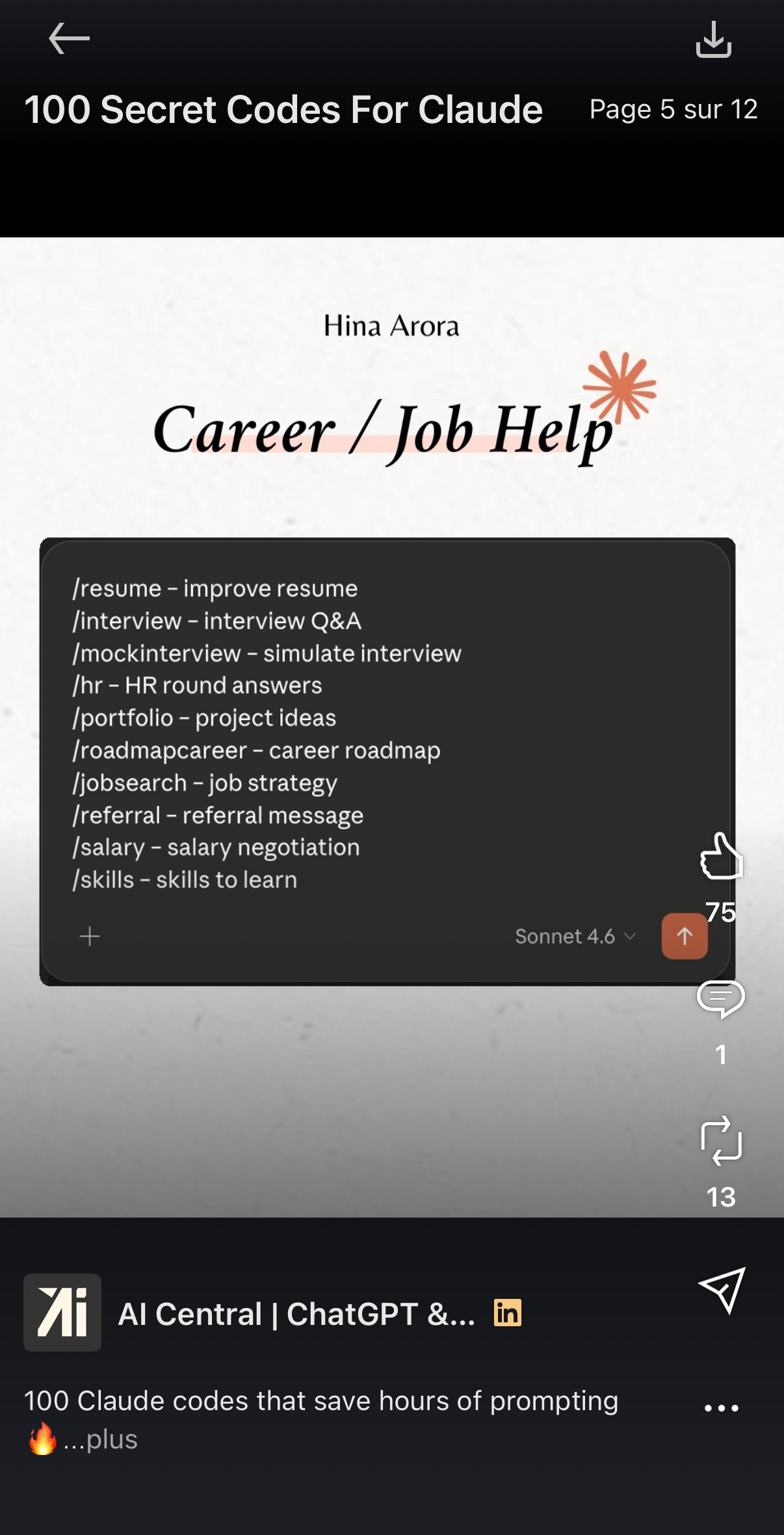 Page 5/12 — Career / Job Help : /resume, /interview, /mockinterview, /hr, /portfolio, /roadmapcareer, /jobsearch, /referral, /salary, /skills