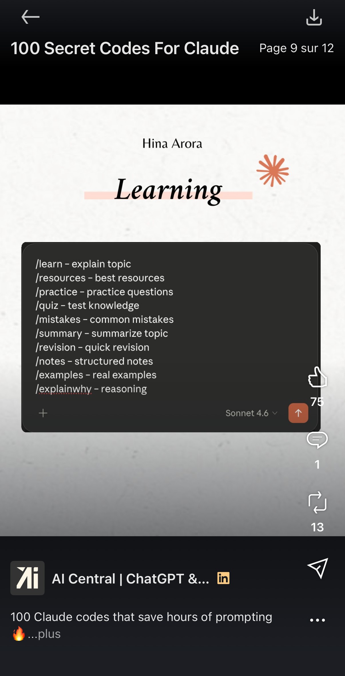 Page 9/12 — Learning : /learn, /resources, /practice, /quiz, /mistakes, /summary, /revision, /notes, /examples, /explainwhy