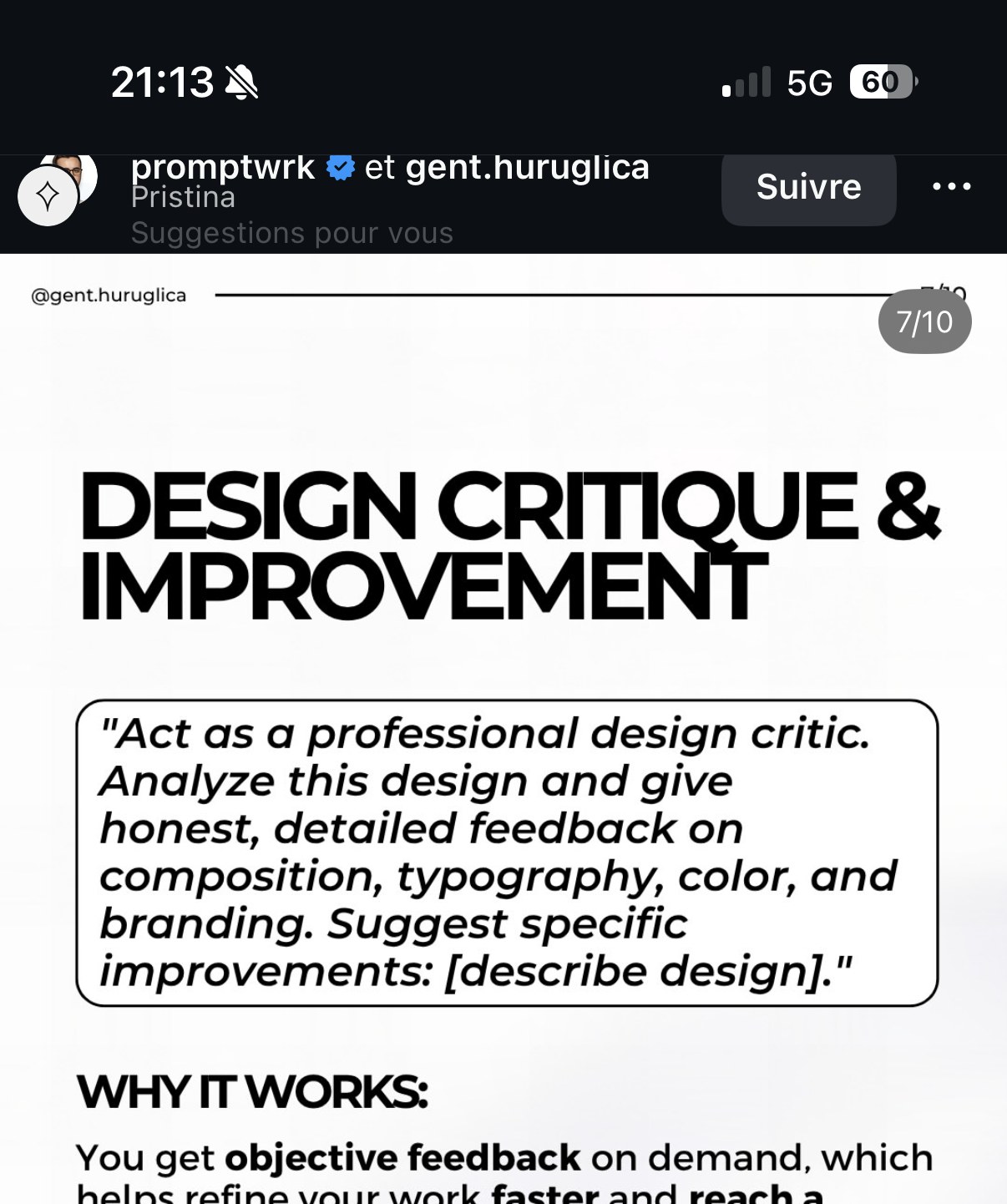 « DESIGN CRITIQUE & IMPROVEMENT » — critique de design honnête et détaillée avec suggestions concrètes