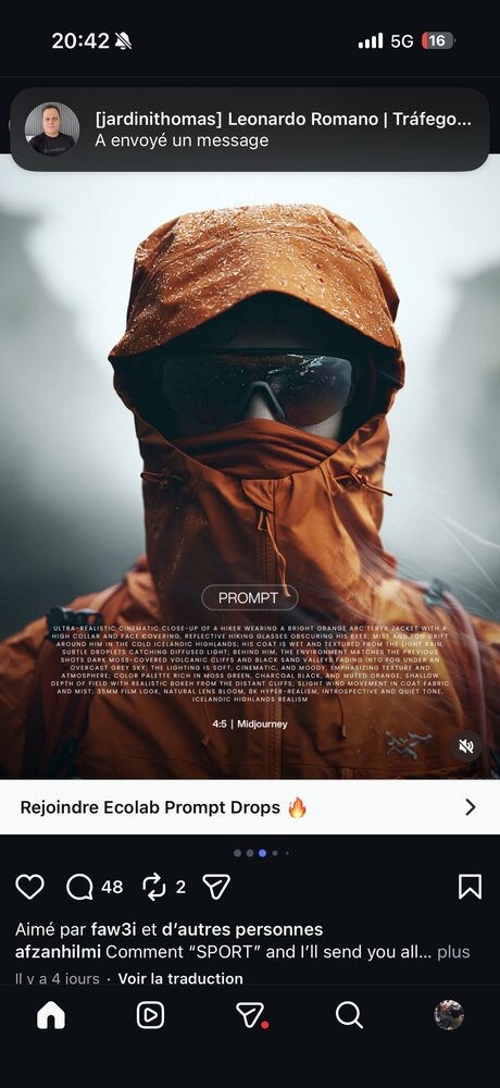 Portrait veste technique orange, ambiance Islande