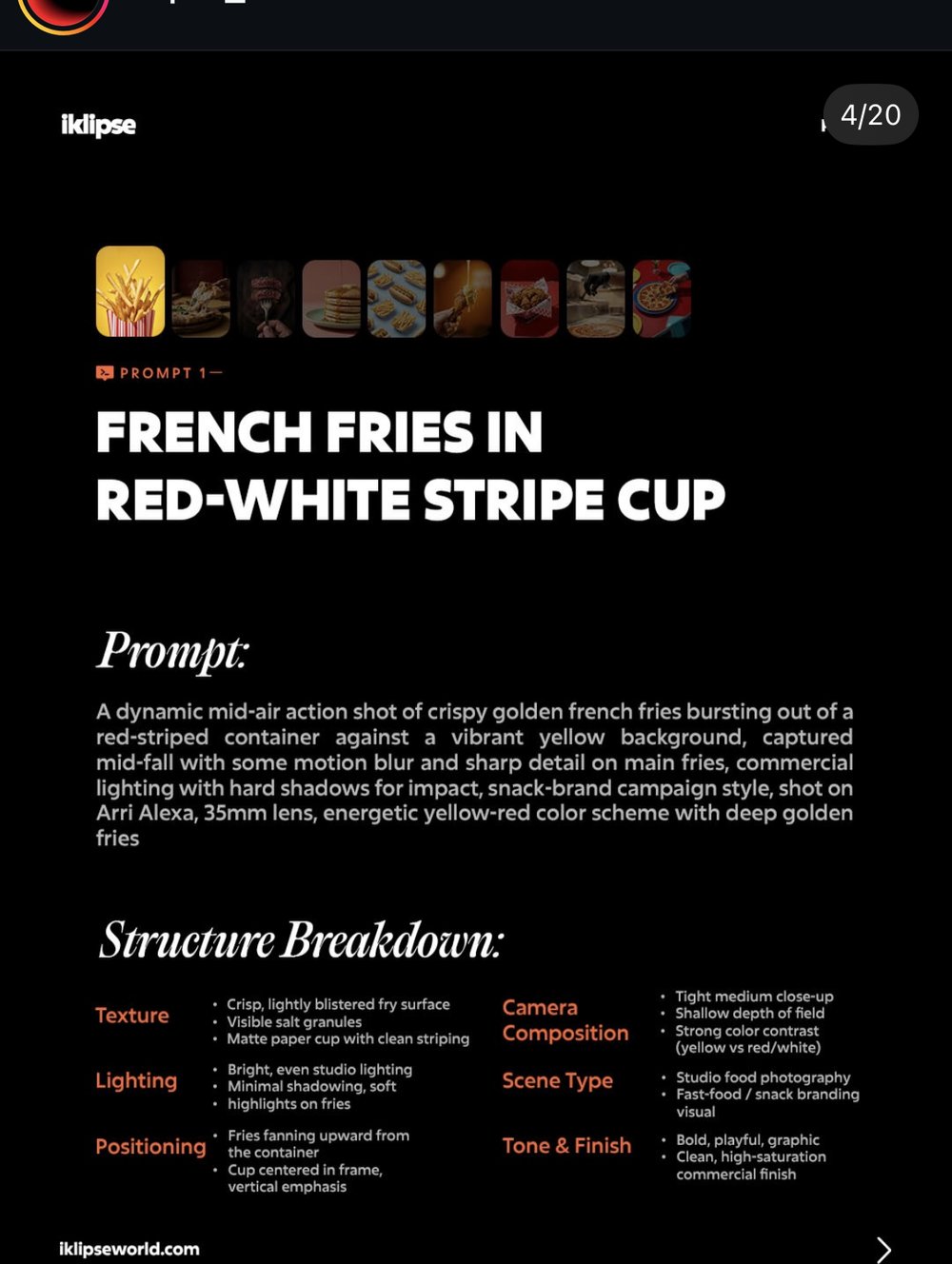 iklipse — Prompt 1, frites en gobelet rayé