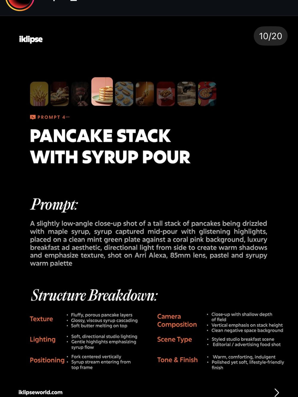 iklipse — Prompt 4, pile de pancakes au sirop