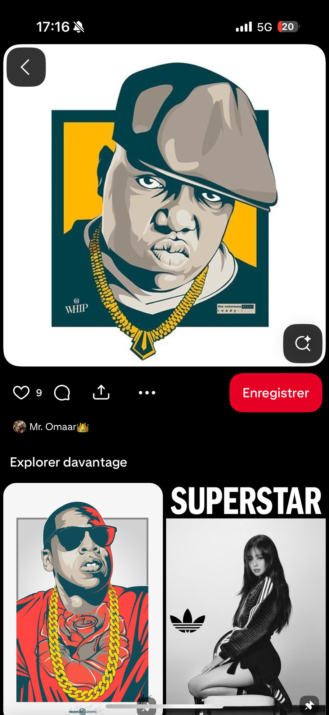Illustration pop art Notorious B.I.G. — style vectoriel hip-hop