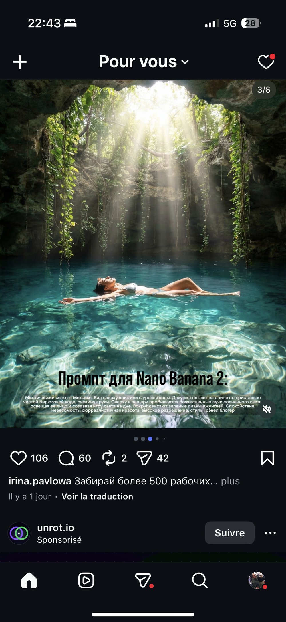 Cenote Mexique nage eau turquoise prompt