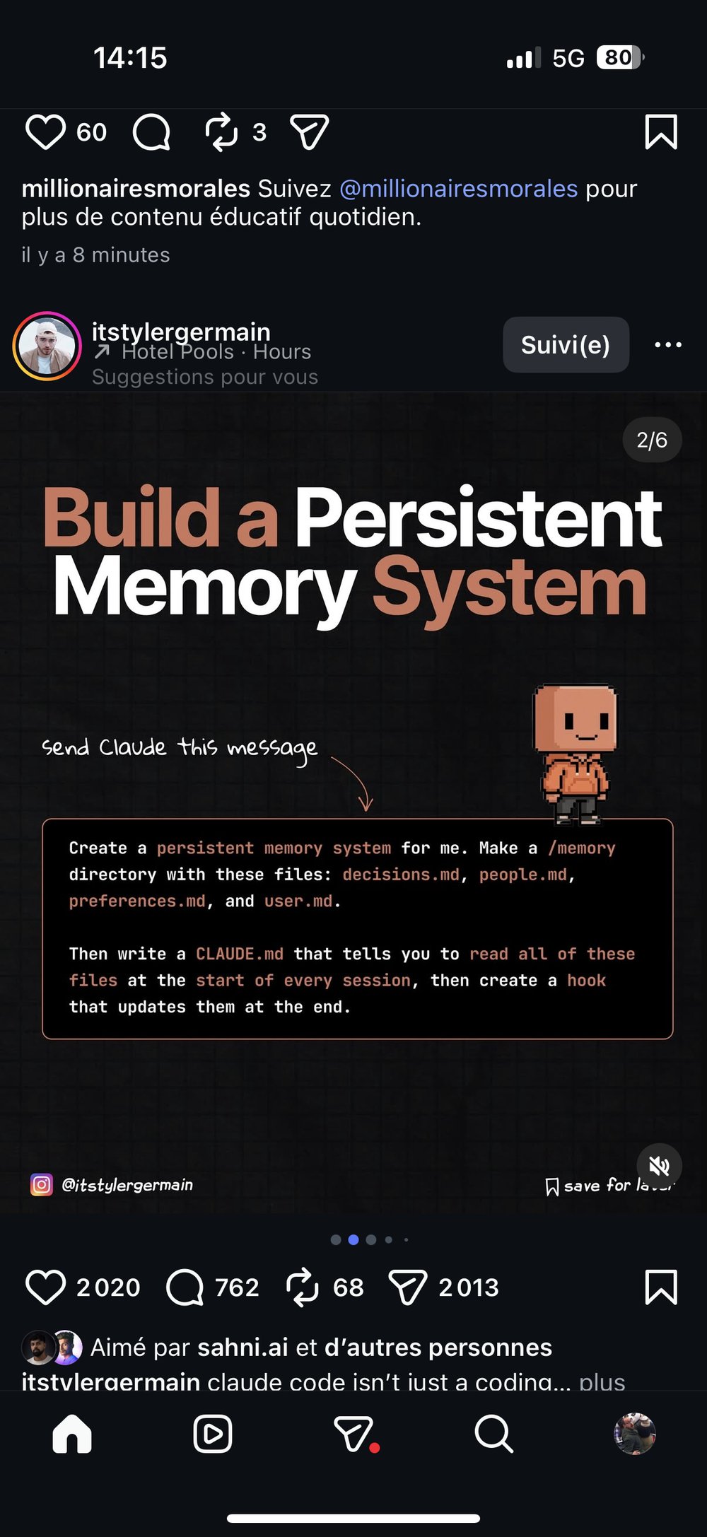 Prompts Claude Code memoire personnalite briefing dashboard