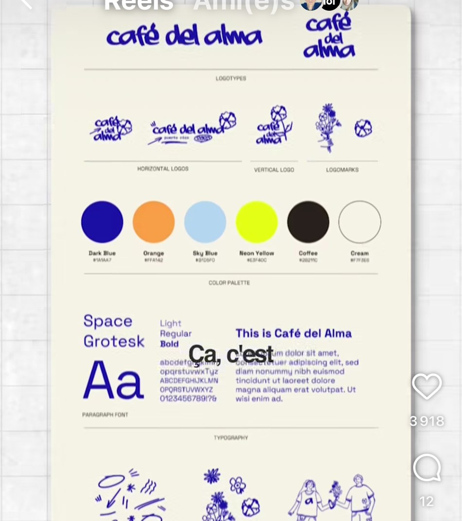 café del alma — logotypes, palette 6 couleurs et typographie Space Grotesk