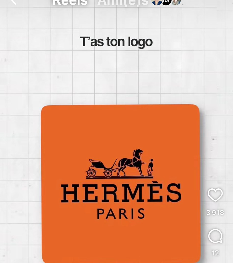 « T'as ton logo » — logo Hermès Paris (attelage et typographie), utilisé comme exemple d'icône de marque intemporelle