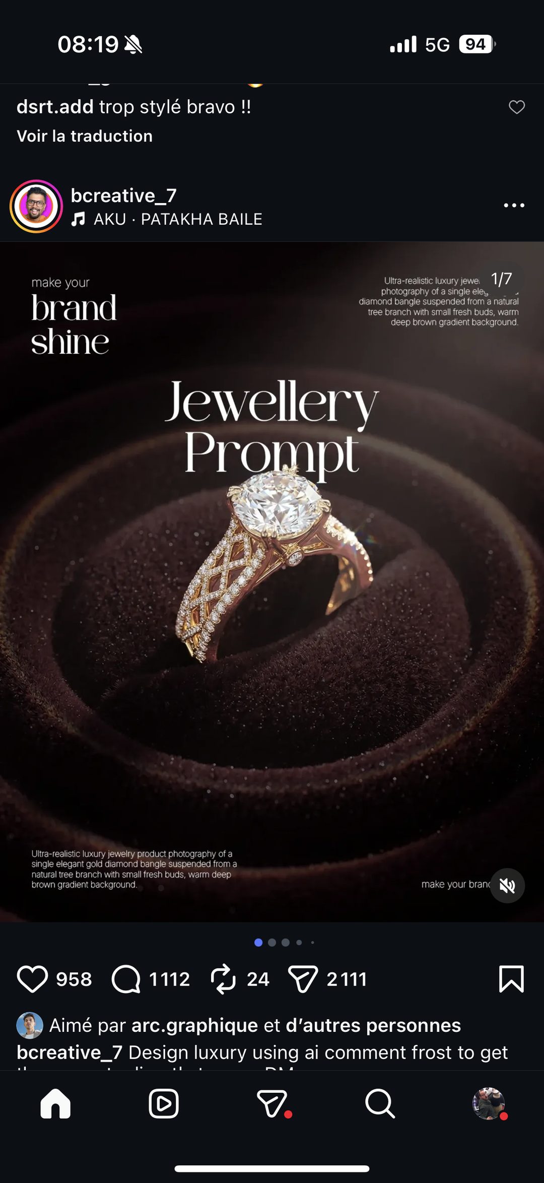 Jewellery Prompt — bague diamant en gros plan (1/7)