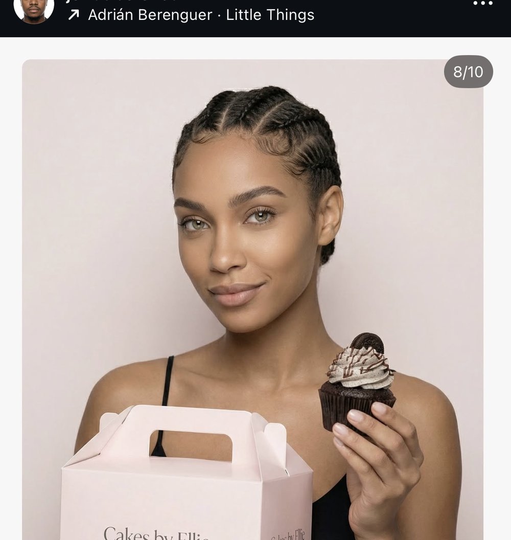 jondabeloved — concept packaging IA « Cakes by Ellie » (cupcakes cookies-and-cream)