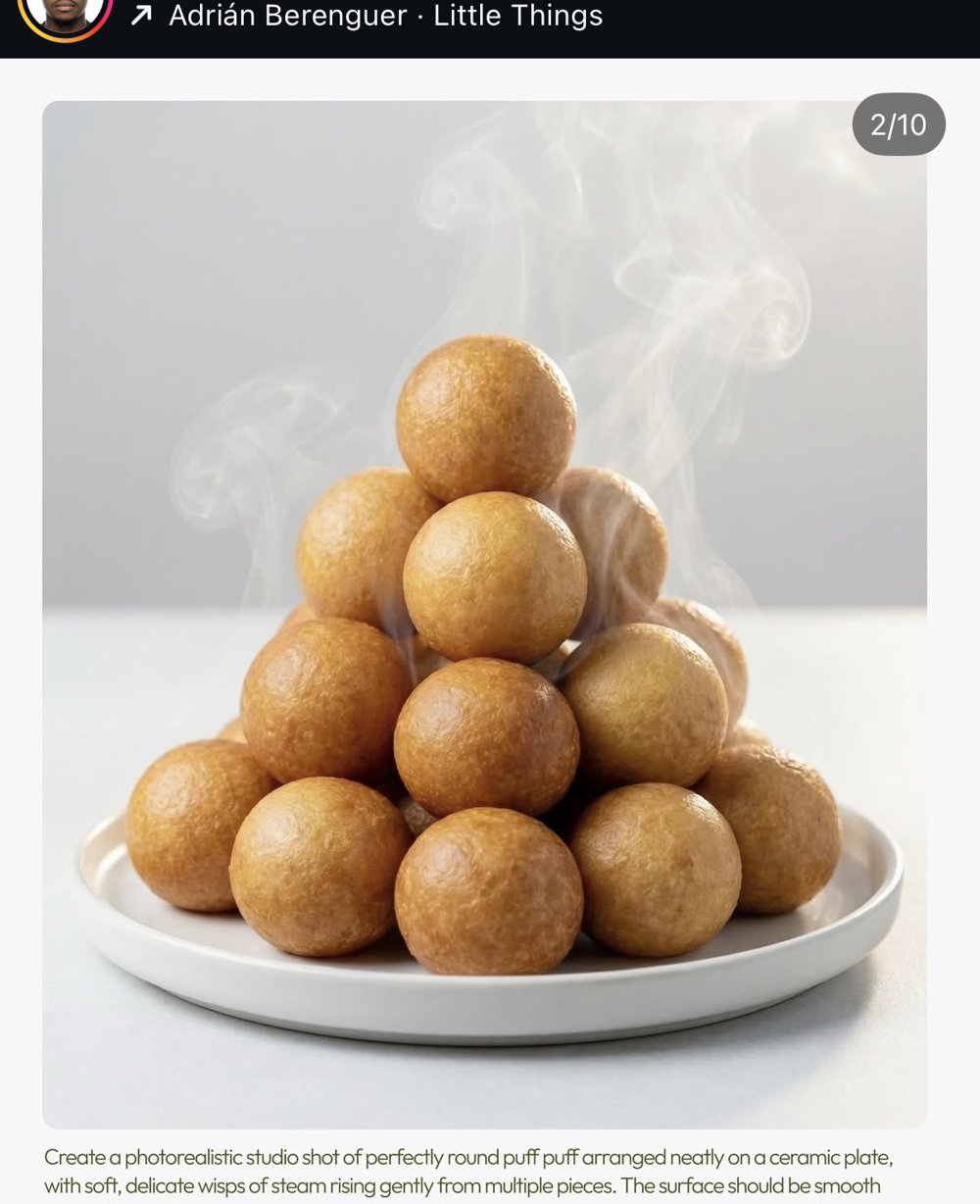 Pyramide de puff puff fumés sur assiette céramique (slide 2/10)
