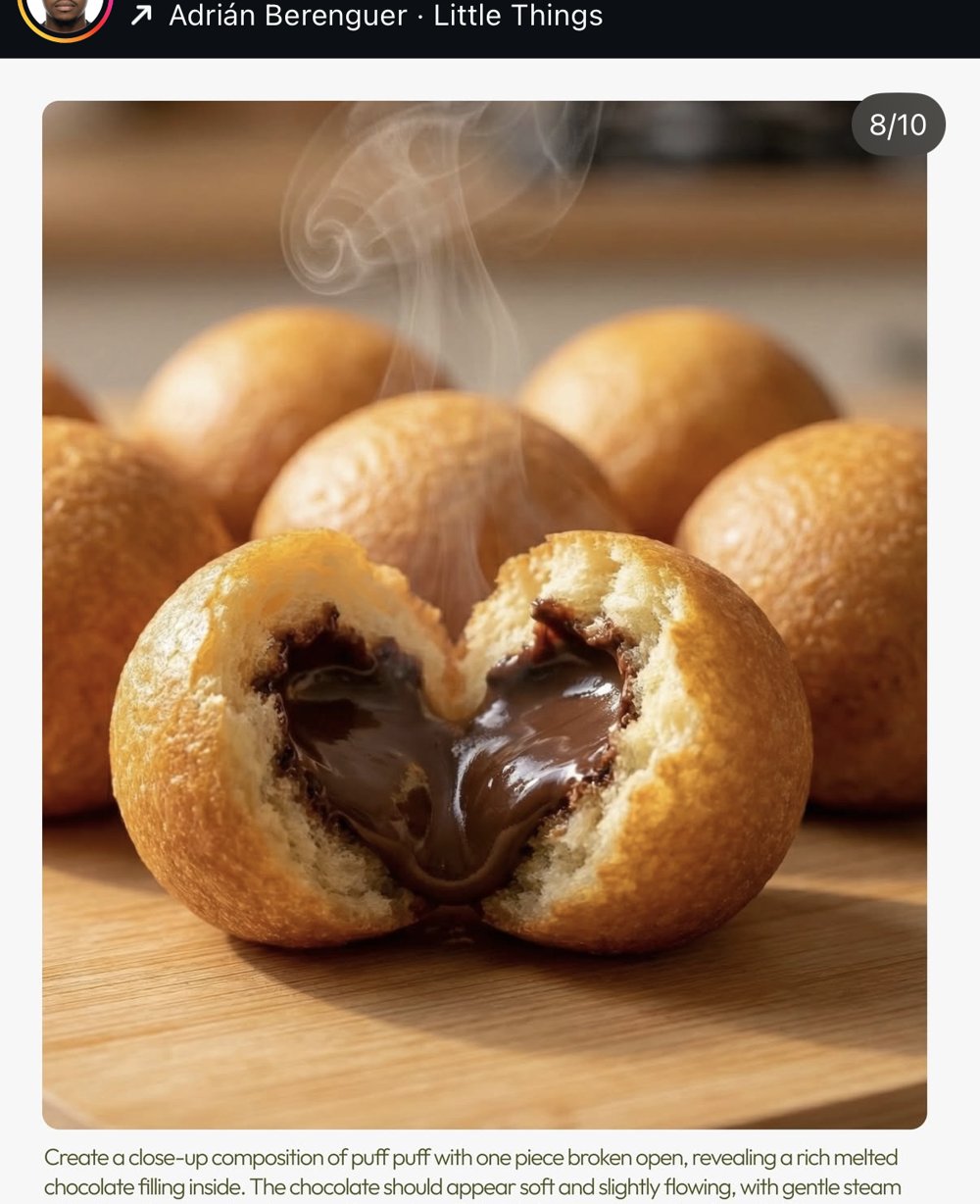 Puff puff coupé révélant un cœur de chocolat fondant (slide 8/10)