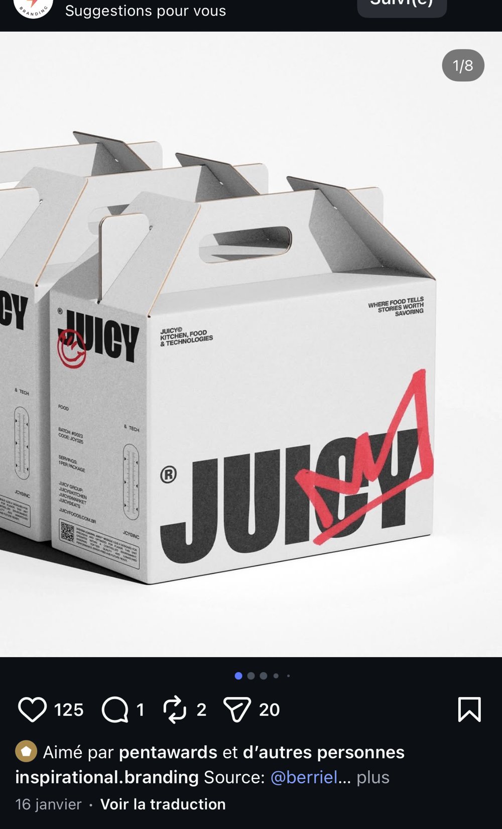 JUICY packaging kraft food delivery wordmark dessine a la main