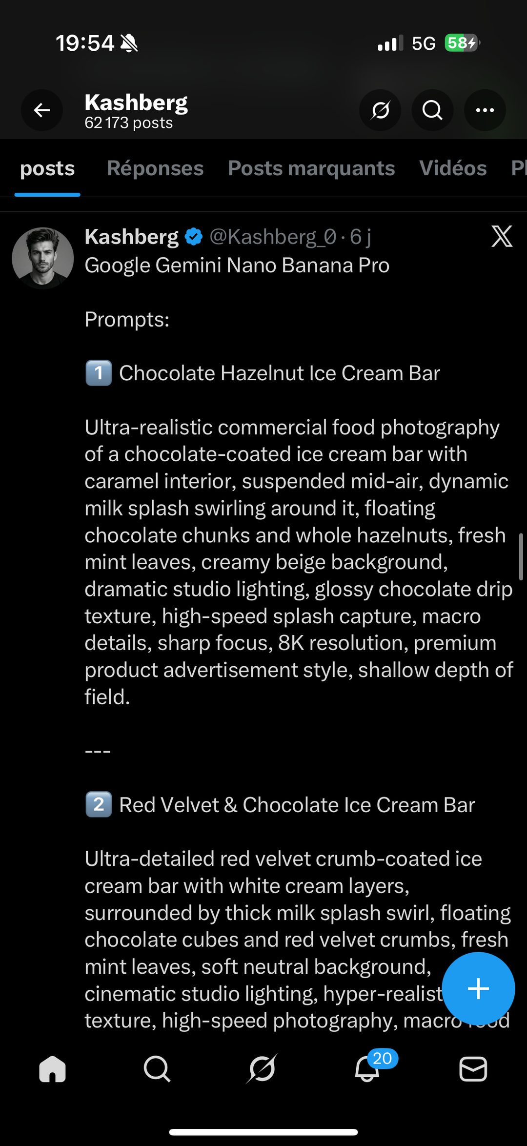 Packshot glace/popsicle — barre glacée choco-noisette, red velvet, popsicle pamplemousse-citron vert