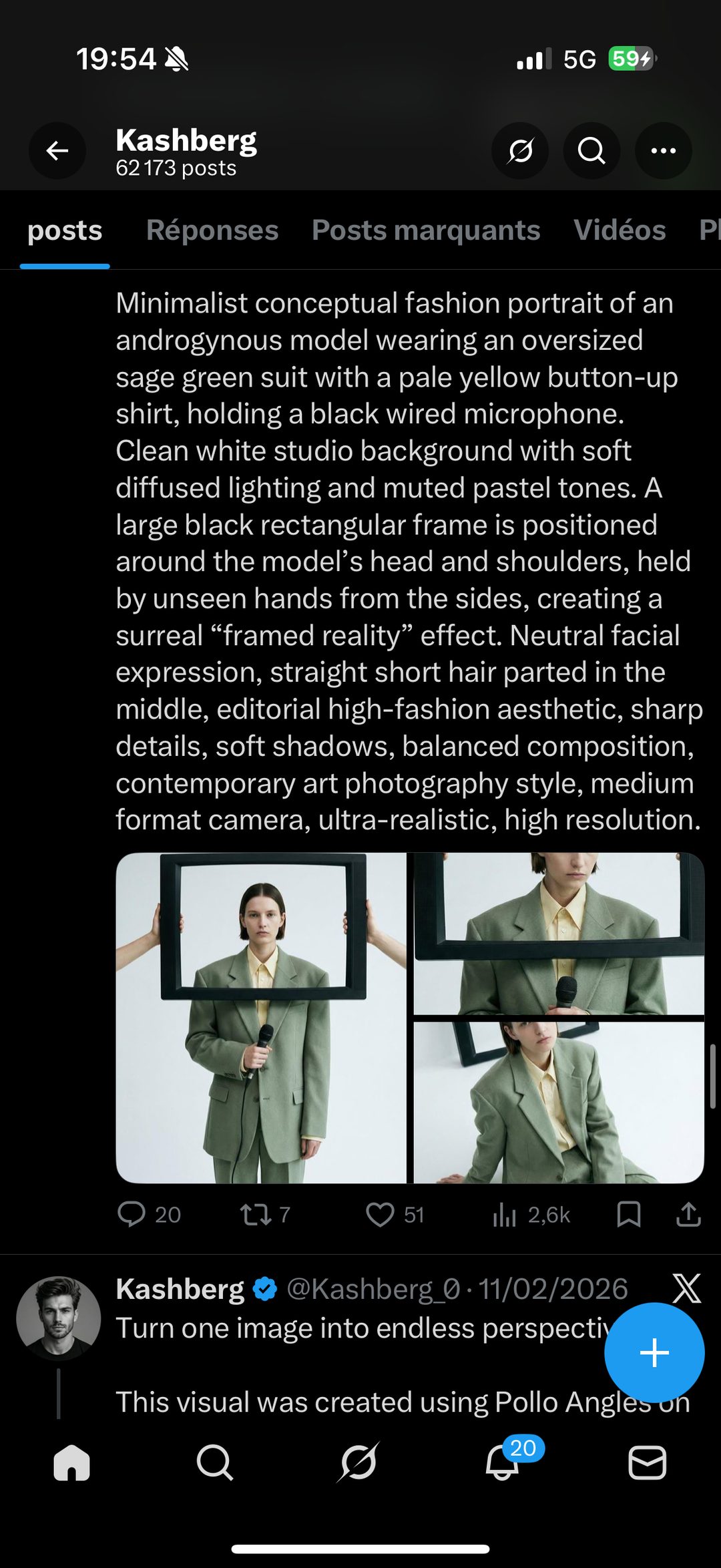 Portrait mode « réalité encadrée » — cadre noir tenu à bout de bras, effet surréaliste
