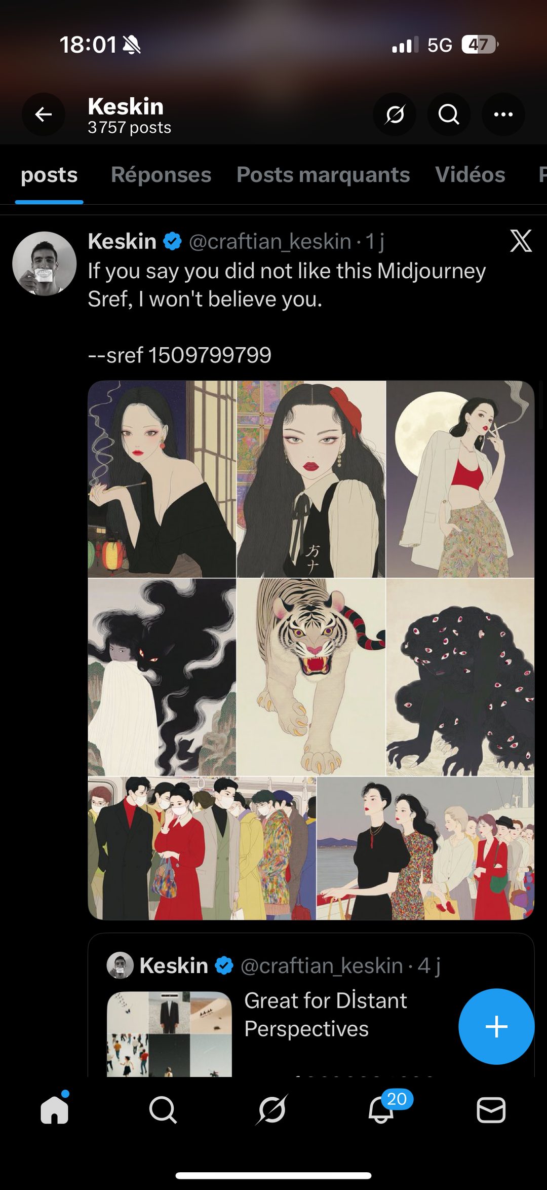 Keskin - sref illustration graphique femmes/animaux stylisés
