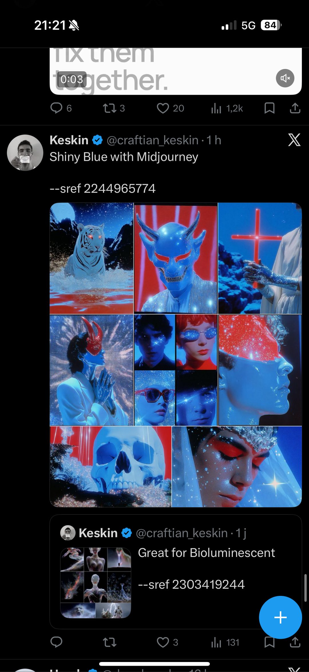 Sref Shiny Blue tigre demon croix rouge bleu electrique