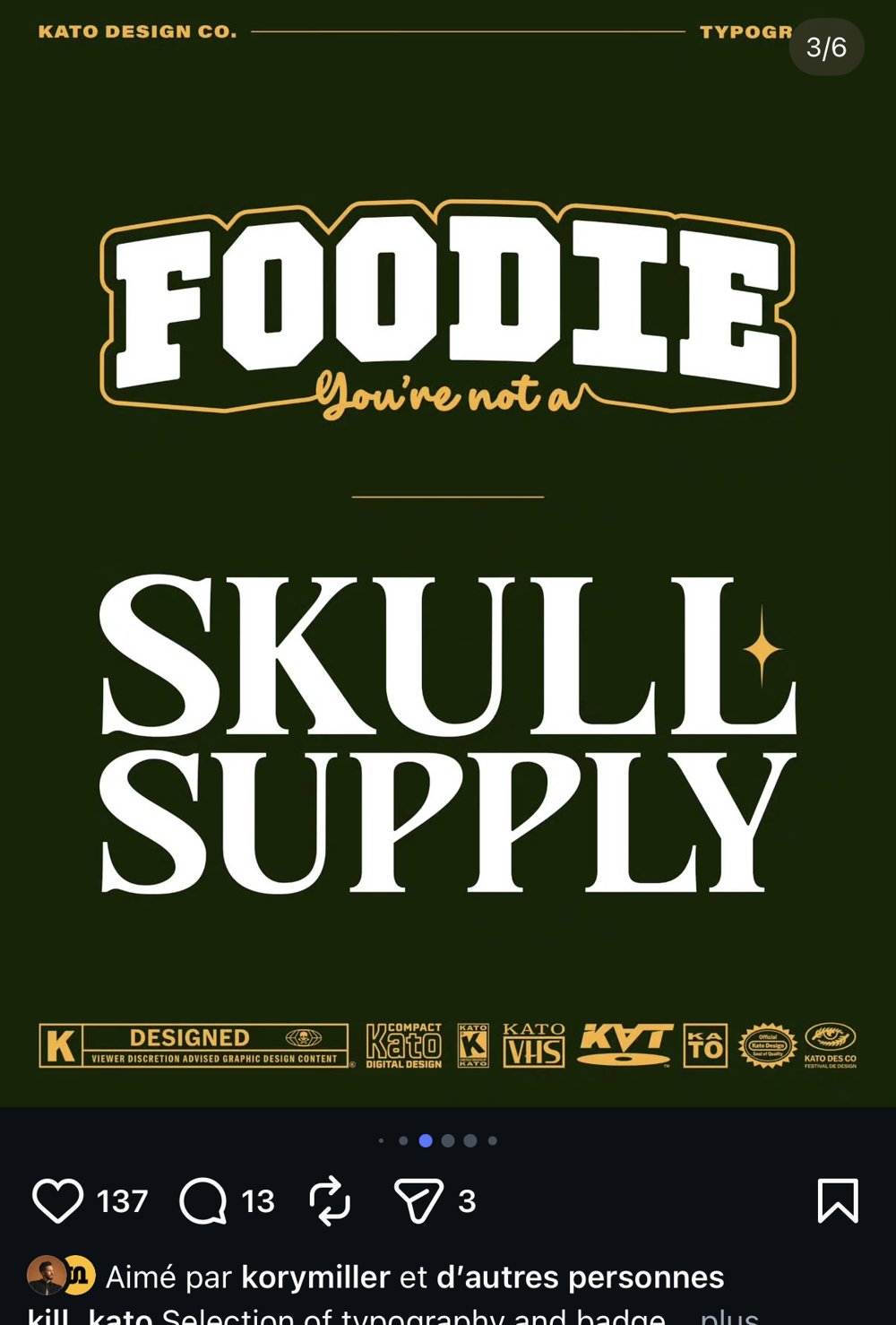 Kato Design Co — badge typographique Foodie Skull Supply