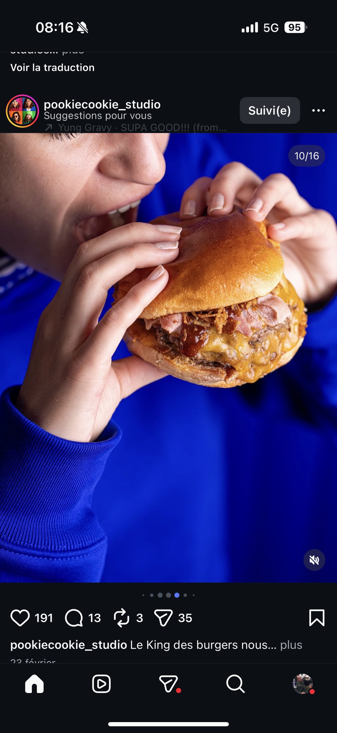 Le burger King Marcel, gros plan gourmand