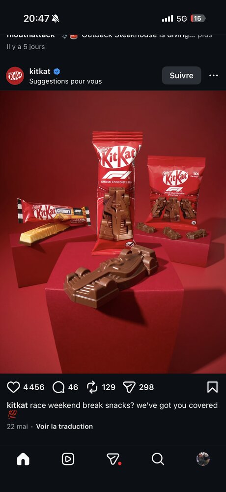 Gamme KitKat x F1, chocolat moulé en monoplace