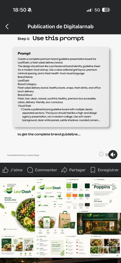Étape 1 — prompt brand guideline board