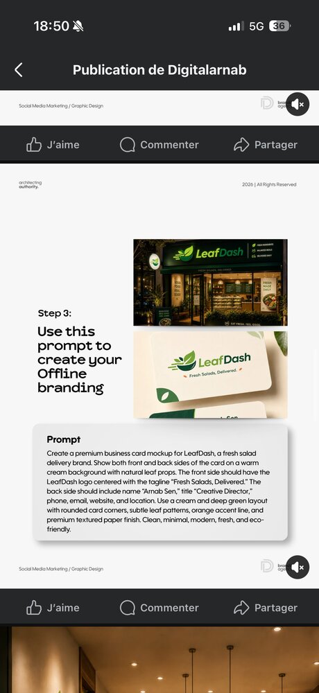 Étape 3 — prompt branding offline (enseigne, carte de visite)