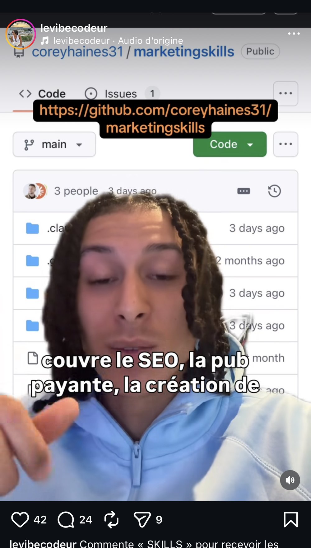 levibecodeur — repo GitHub « marketingskills » (coreyhaines31)