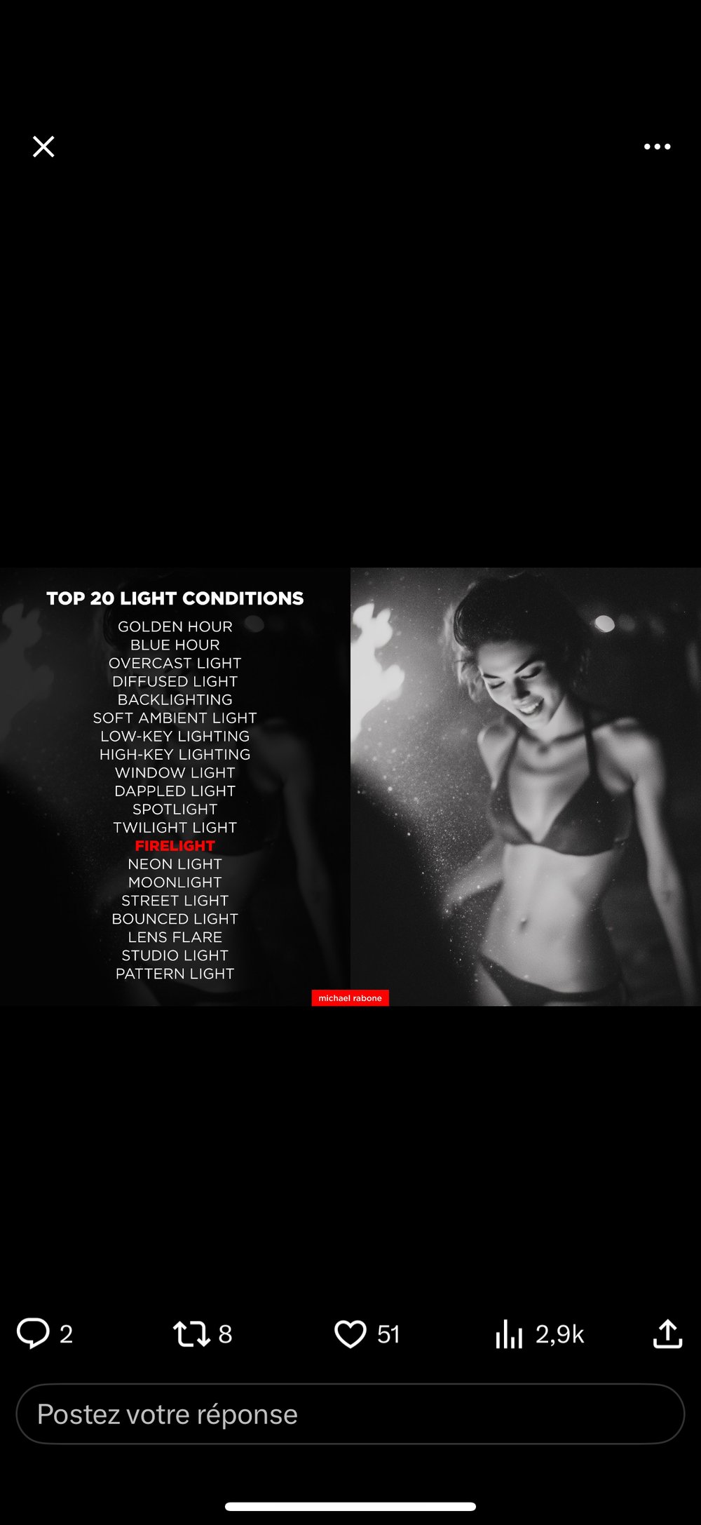 Infographie 20 conditions de lumiere photographie portrait