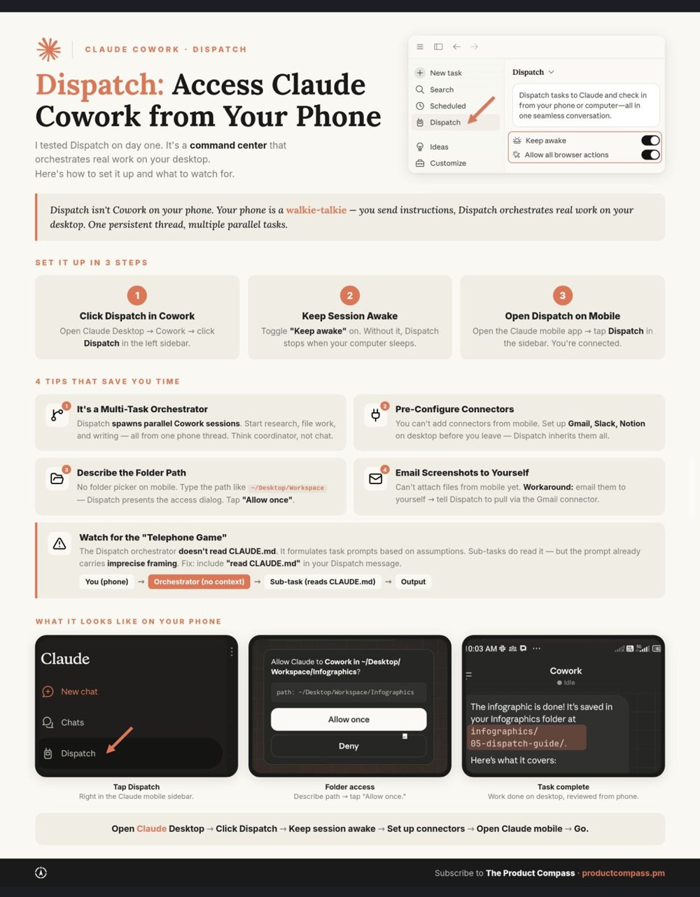 Lionel Louis — Dispatch : piloter Claude Cowork depuis son téléphone