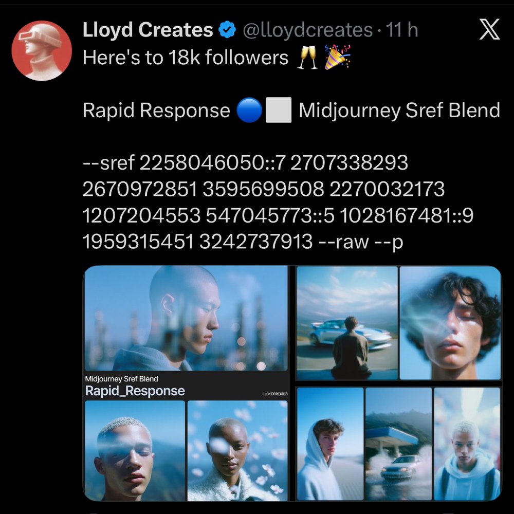 Lloyd Creates — « Rapid Response », sref blend Midjourney bleu/blanc
