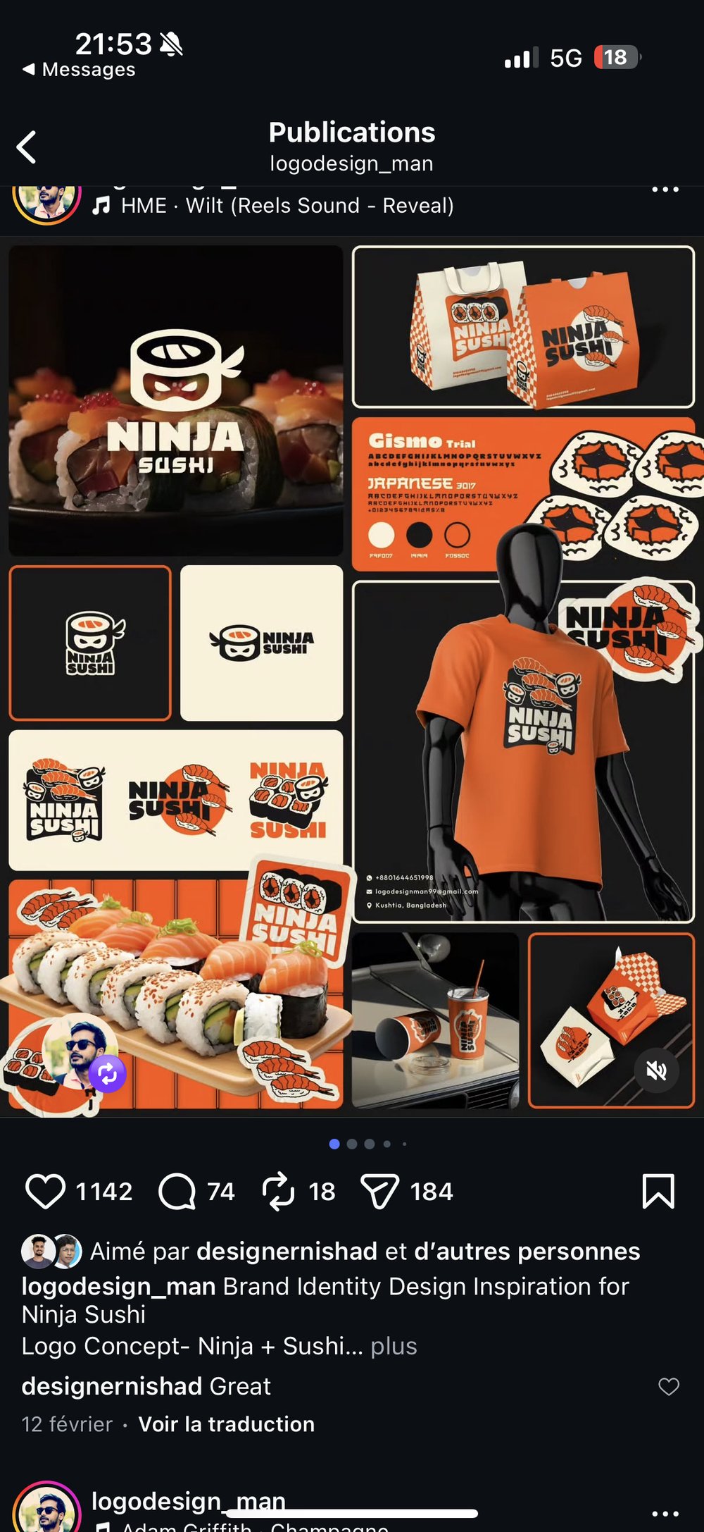 Concept branding Ninja Sushi logodesign_man
