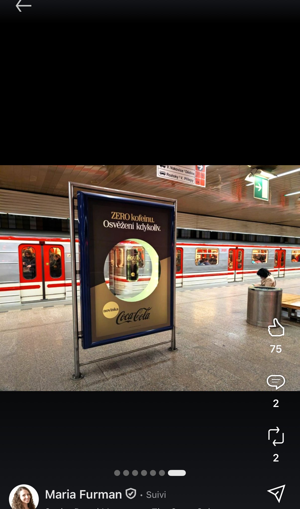 Affichage OOH « Coca-Cola Zero Zero » partagé par la Senior Brand Manager de la marque