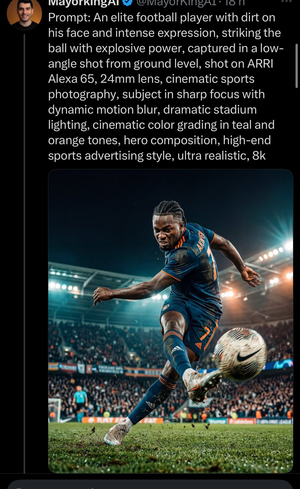 MayorkingAI — template de photographie sportive cinématique (7 sports)