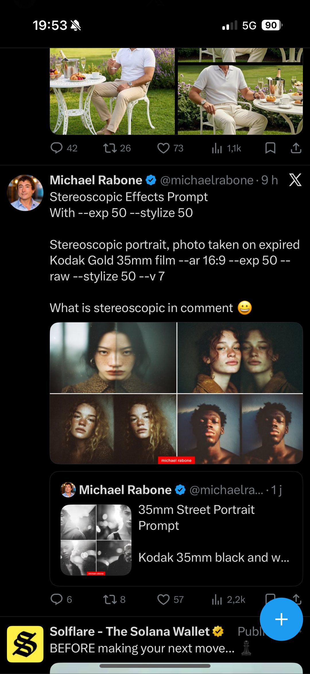 « Stereoscopic Effects Prompt » — portraits dédoublés façon photo stéréoscopique, Kodak Gold 35mm expiré